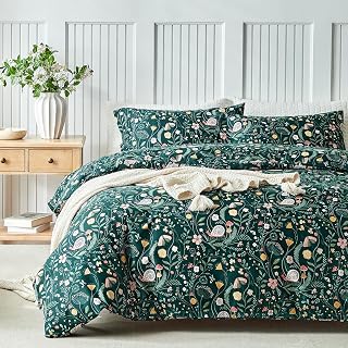 Lekesky King Size Duvet Cover Set Black Green Leaves and Snail Print Bedding Set 1 Duvet Cover 2 Pillowcases Soft Microfiber Black 230x220cm