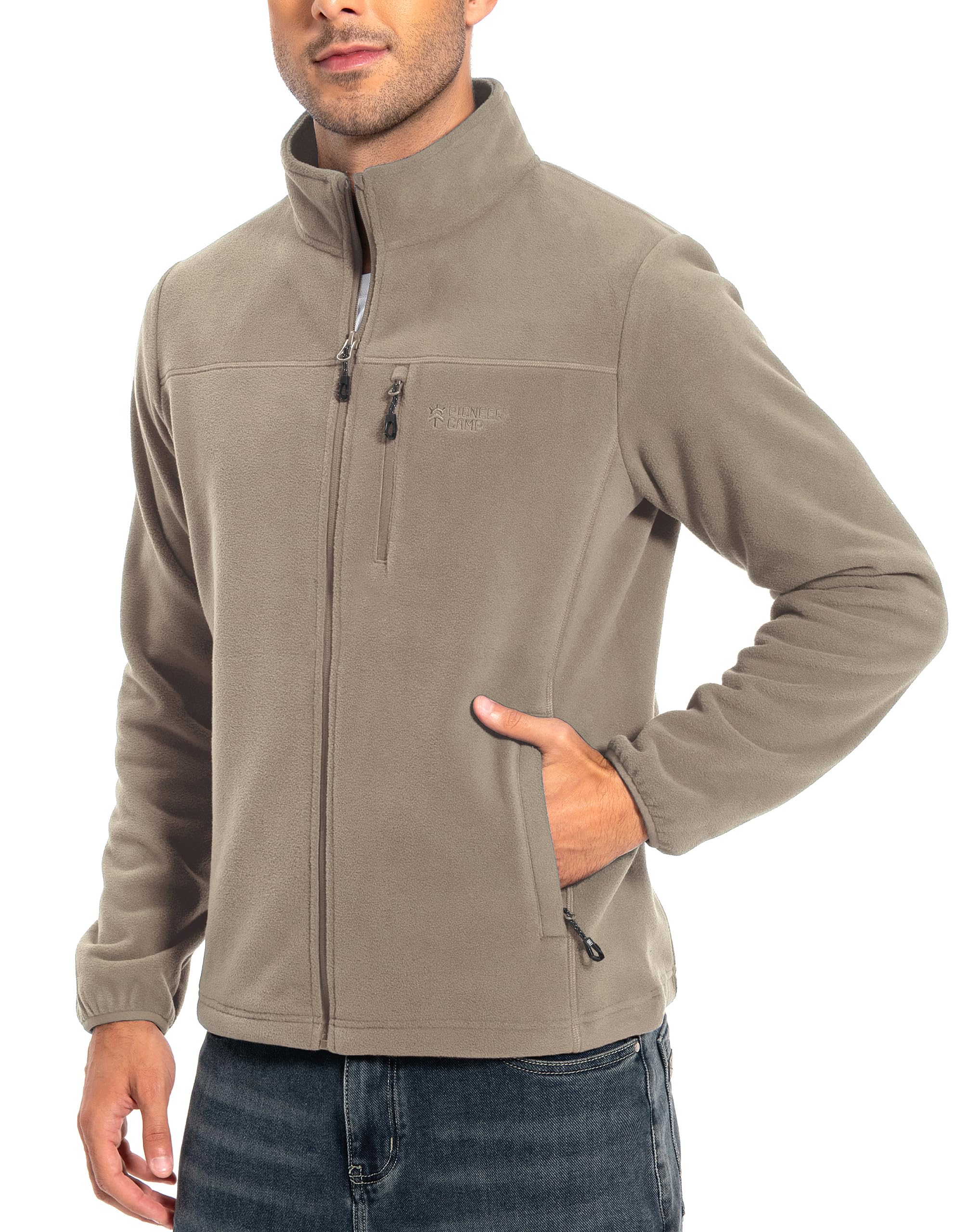 Pioneer Camp Mens Fleece Jacket Full Zip Lightweight Windproof Zip Up Jacket