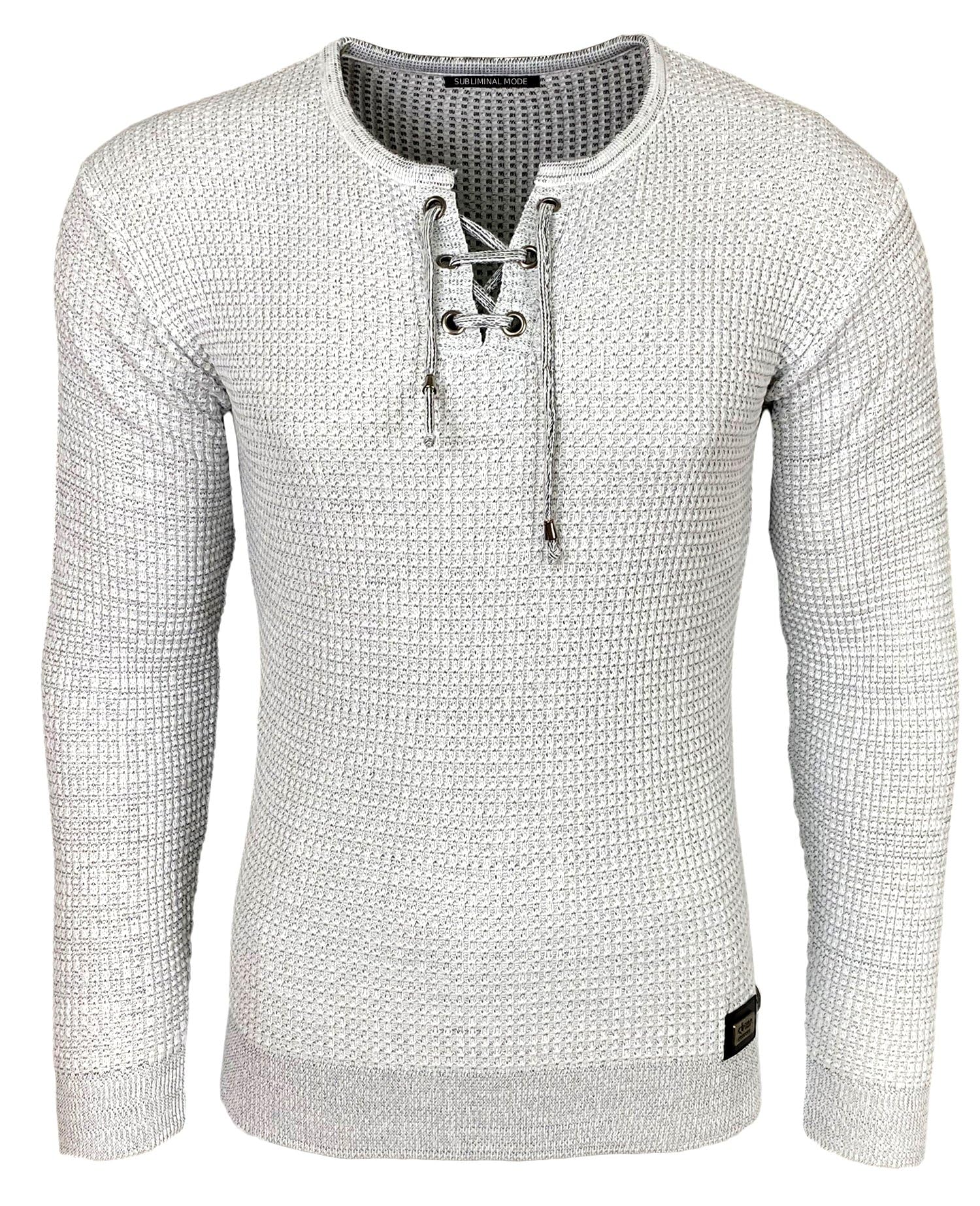 Subliminal Mode - Noel BX52132 Men's Over-Neck Crew Neck Sweater with Cord for C