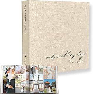 Wedding Photo Album 4x6 Pictures &amp; Custom 2026 Year Linen Picture Scrapbook | 400 Pockets for Horizontal &amp; Vertical Photos - Large Photo Album Book for Personalized Wedding Day Memory Keepsake