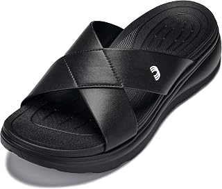 CALTO Men's Invisible Height Increasing Elevator Shoes - Black/Matte Black Ultra Light-weight Slip-on Comfort Sandals - 2 Inches Taller - X1652 - Size 12 D(M) US