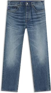 Stone-Washed Blue Cotton Denim Regular Jeans