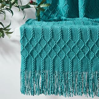 KASYLAN Acrylic Knitted Soft Throw Blanket Sofa Couch Bed Teal 60x80 Inch