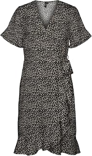 VERO MODA Vmhenna Vestido Cruzado con Volantes 2/4 Wvn Noos Vestido Mujer