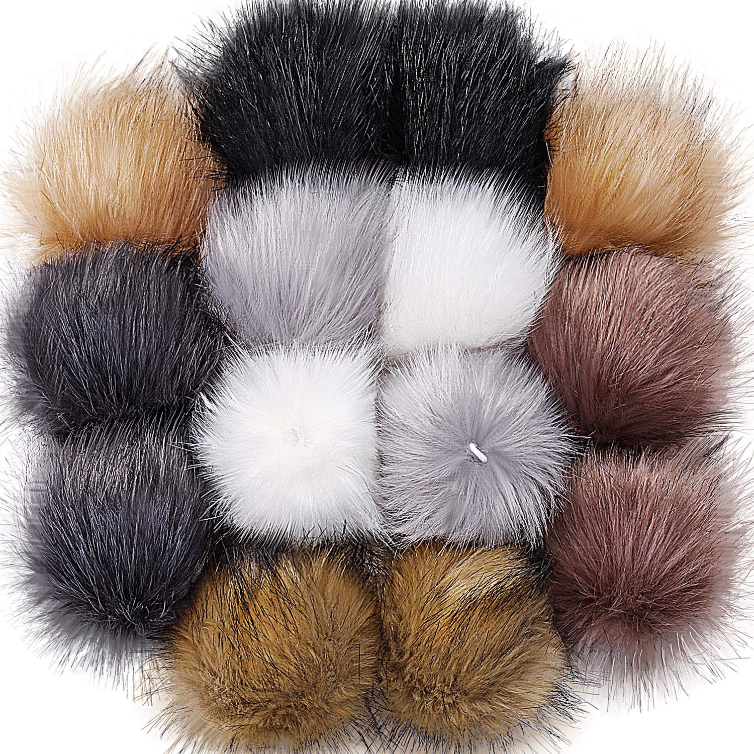 Bememo 14 Pieces Faux Fur Pom Pom Balls for Hats, Popular Mix Colors | 3.94 Inch