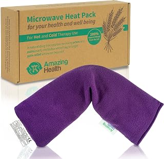 Amazing Health Luxury Wheat Bag – Microwavable for Hot & Cold Therapy with UK Wheat and Lavender – Soft Fleece for Neck, Shoulder, Back, Leg & Stomach Pain Relief – Long Reusable Heat Pad – Violet