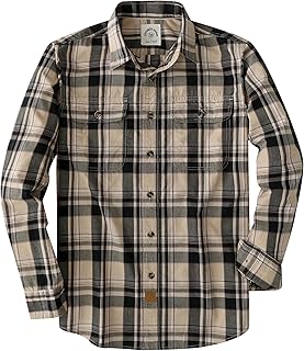Dubinik® Mens Long Sleeve Button Down Shirts Casual Plaid Shirt with Practical Double Pockets Comfortable and Soft