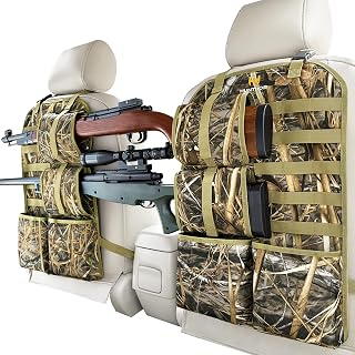Hunthor Truck Gun Rack, 2-Pack 900D Oxford Seat Back Gun Holder with Adjustable Straps and Storage Pockets for Pickup, SUV, Jeep and Off-Road Vehicles
