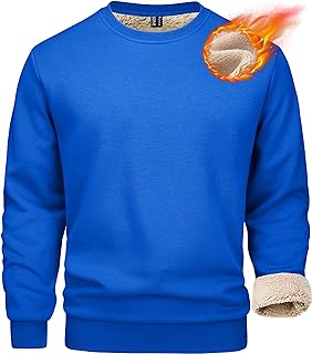 MAGCOMSEN Felpe da uomo foderate in pile Sherpa pullover basic top caldo girocollo felpa invernale