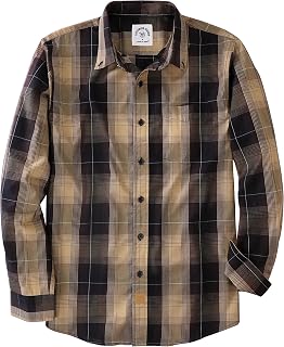 Dubinik® Mens Long Sleeve Button Down Shirts Plaid Casual Work Cotton Vintage Soft with Pocket Regular Fit