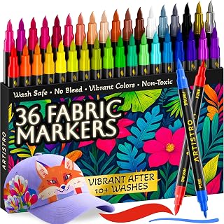 ARTISTRO 36 Acrylic Paint Markers, Clothing Dyeing Set, Brush & Fine Tip | Brush & Fine Tip Acrylic Paint Pens for Sneakers, Bags, Shoes, Textiles, Canvas, Sewing, Crafts & DIY