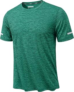 KEFITEVD Men's Training T-Shirt Short Sleeve Quick Dry Breathable Functional Crew Neck Heather Summer Lightweight Sports T-Shirt