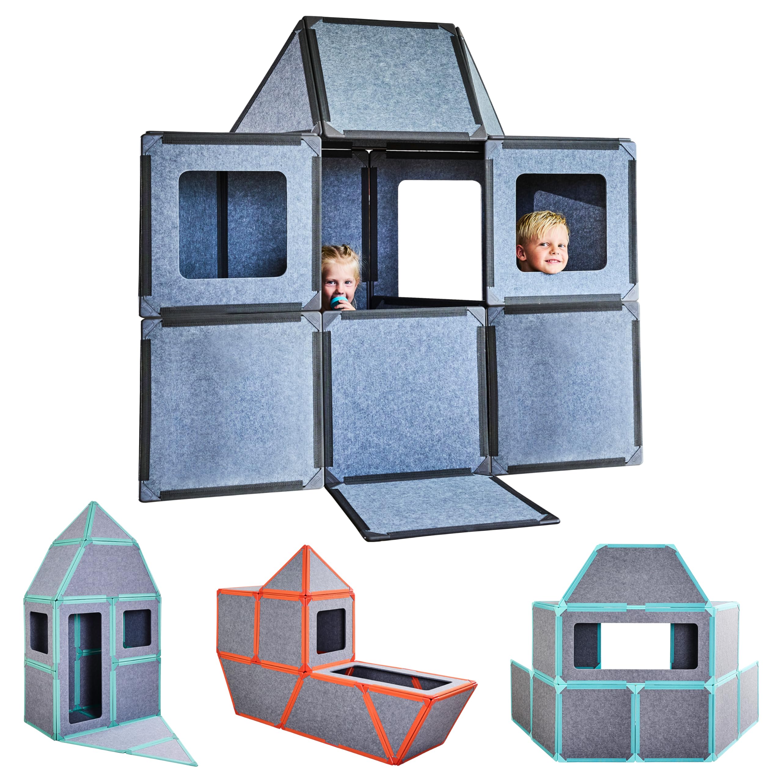 Superspace Giant Magnetic Fort Building Panels - The Big Set, Blue, 24 Panels, L