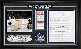 Darryl Sittler Toronto Maple Leafs Framed 10 Point Night Replica Score Sheet and Ticket 50th Anniversary Edition - 24x15 in NHL Licensed Hockey Wall Art
