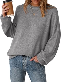 Arach&Cloz Women's Oversized Wool Blend Pullover for Autumn Winter Collection Round Neck Long Sleeve