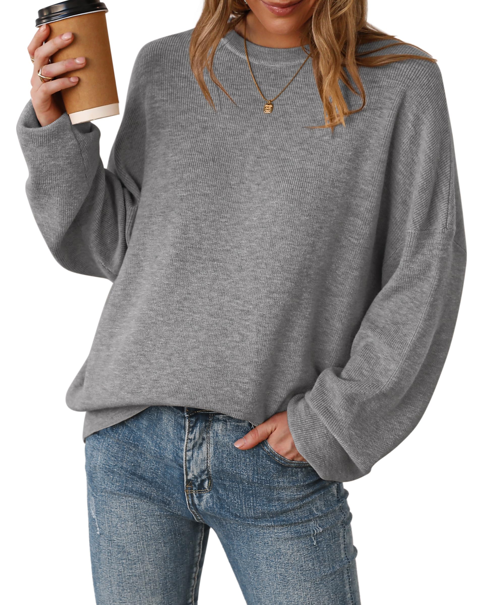 Arach&Cloz Women's Oversized Wool Blend Pullover for Autumn Winter Collection Ro