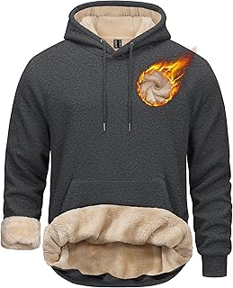 TACVASEN Men's Pullover Hoodie Thick Sherpa Lined Kangaroo Pocket Winter Windproof Warm Fleece Hoodie Athletic Sweatshirts