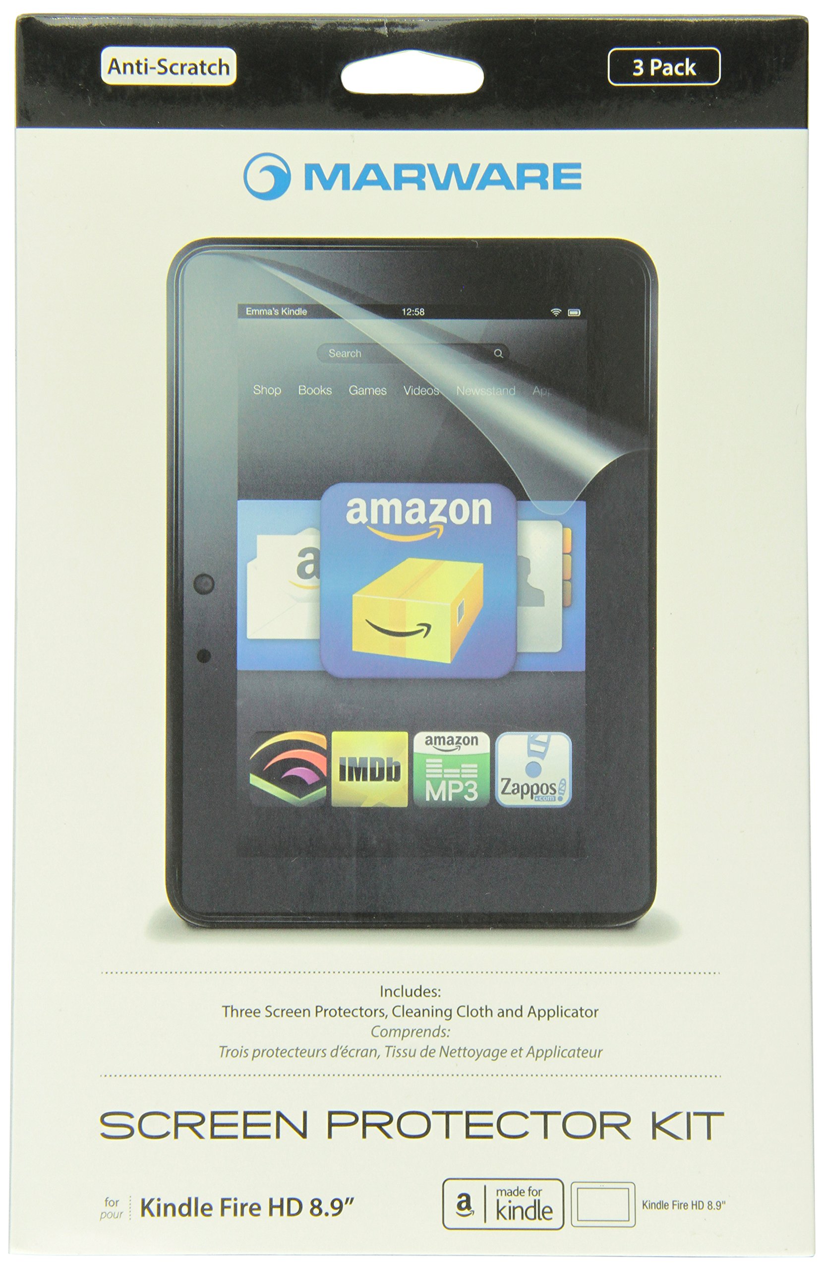 Marware 3-Pack Ultra-Clear Screen Protector for Kindle Fire HD 8.9" (will only f