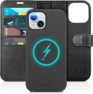 TUCCH Hülle für iPhone 15 5G 2023 (6,1 Zoll), 2-IN-1, Schwarz