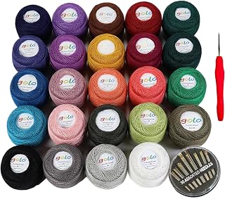 golo 24 Skeins Crochet Thread Size 20 10g x 24 Embroidery Thread Crochet Yarn for Hand Knitting 20-24-1
