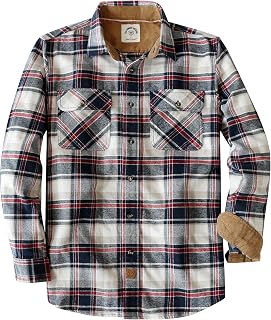 Dubinik® 6 oz Men's Flannel Shirt Long Sleeve Button Down Plaid Shirt