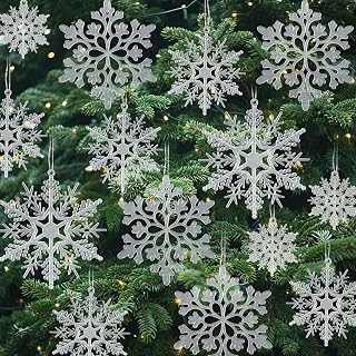 Pack of 18 Clear Plastic Christmas Snowflakes Hanging Christmas Tree - Variable Size