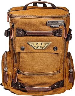 Starforged Warhammer 40K Astra Militarum Death Korps of Krieg Backpack | Classic canvas backpack, 46 x 30 x 17 cm, 1.1 kg, fits laptops up to 15.6 inches, Classic Krieg Khaki