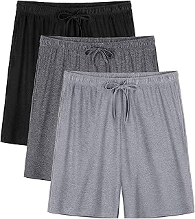 3 Pack Mens Pajama Shorts Ultra Soft Lightweight Sleep Bottoms