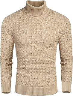 COOFANDY Men's Slim Fit Turtleneck Sweater Casual Knitted Pullover Sweaters