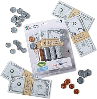 Learning Resources Pretend & Play Money | Kids Cash Register, Dollars, Pretend Classroom Play Sets for Kids, Toy Currency, Toy Dollar Bills