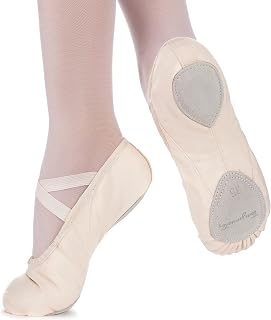tanzmuster ® ballet shoes for girls - Charlie - (5 UK child - 12 UK adult) split leather sole, ultra soft and durable canvas material, cotton lining
