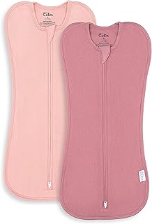 Comfy Cubs Swaddle Blanket Zipper 2 Pk S - Sleep Sack, Blush, Mauve | 100% Cotton Swaddle Set for 0-3 Months Infants, Adjustable, Breathable and Durable Sleep Sack for Babies