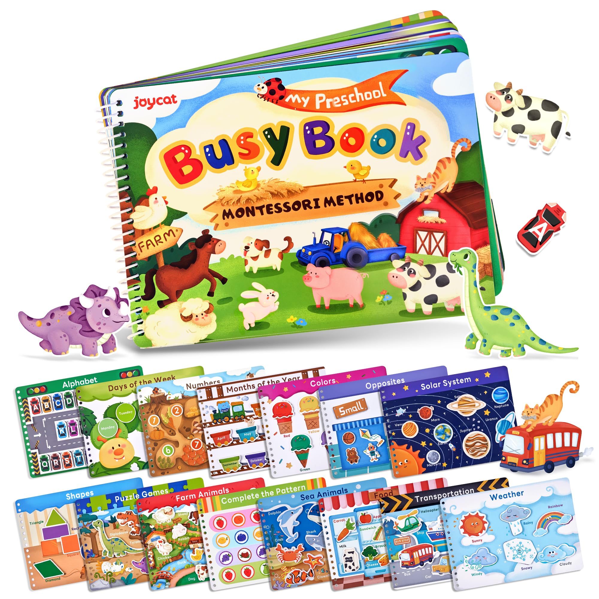 JoyCat Preschool Busy Book for Toddlers 3-5, Learning Activities, Educational Se
