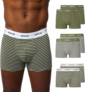 Snocks Pack of 6 Men's Boxer Shorts Organic Cotton Stretch – Men's