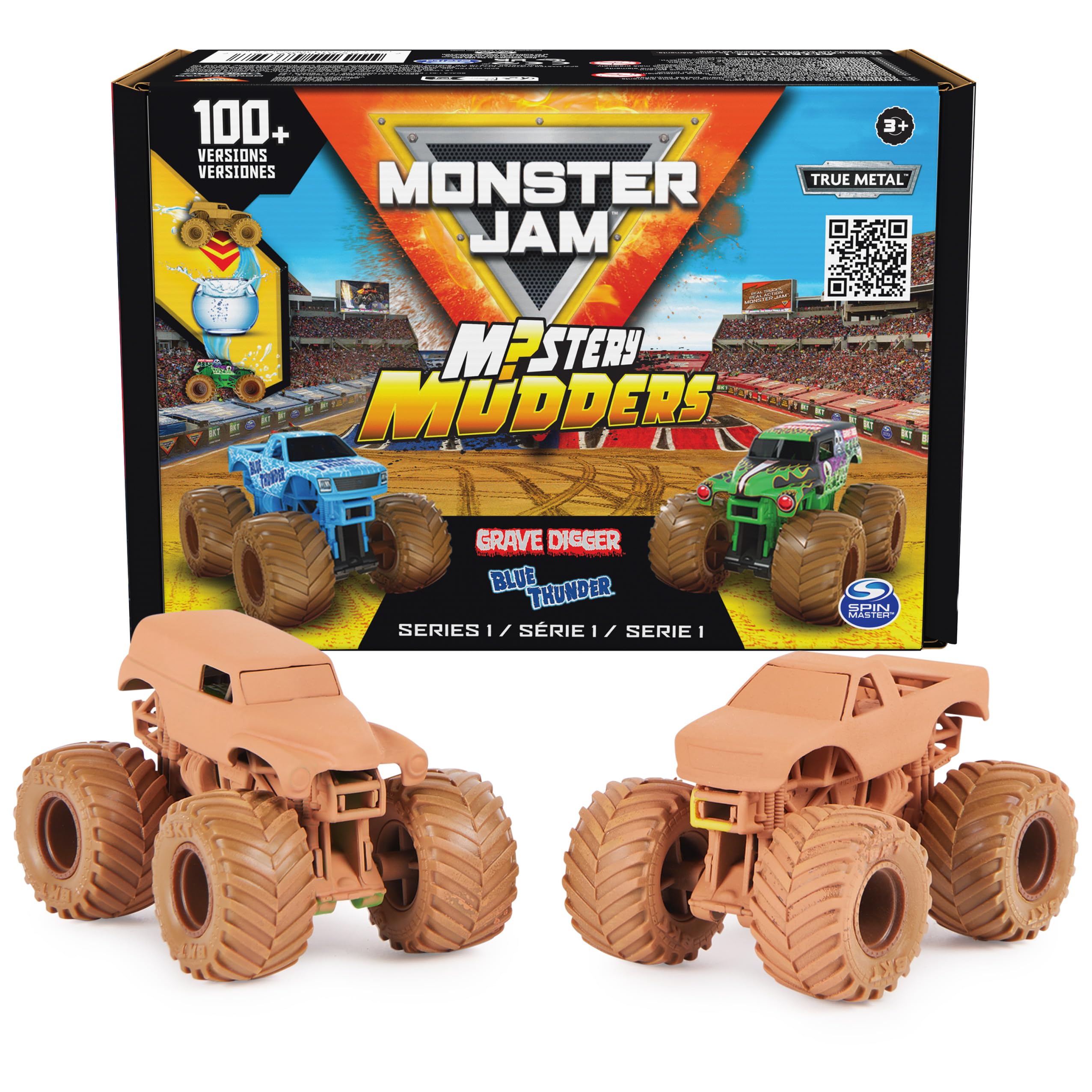 Monster Jam, Mystery Mudders 2-Pack Monster Trucks, Official 1:64 Die-Cast Vehic