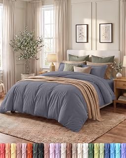 Utopia Bedding Queen Size Duvet Cover Set,1 Duvet Cover with 2 Pillow Cases,3 Pcs Duvet Cover with Zipper Closure, Soft Brushed Microfiber, 90x90 Inch (Queen Size, Grey)