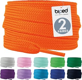 biped Laces 2 Pairs of Flat Polyester Laces, Width 10 mm, Laces for Trainers and Sports Shoes, Tear-Resistant and Washable Z2913