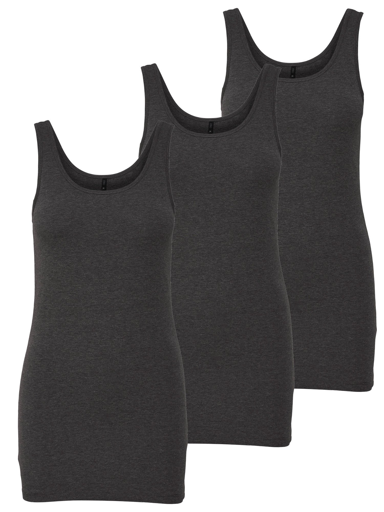 ONLY Set of 3 Tops for Women Basic Tank Tops White, Black, Grey, Blue, Cream T-S