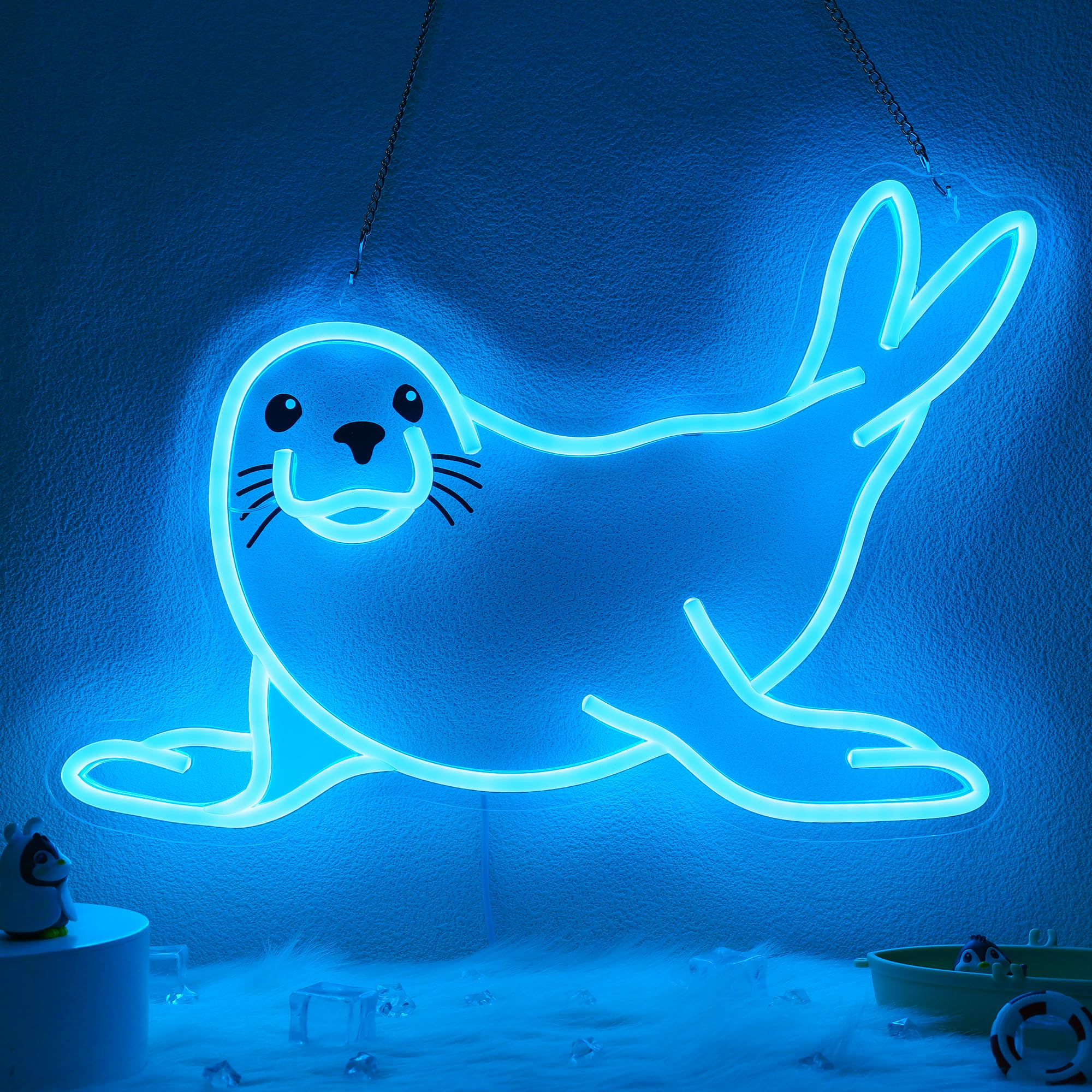 CoolGift Mart Seal Neon Sign, Dimmable Wall Decor Light. Birthday Party Decorati