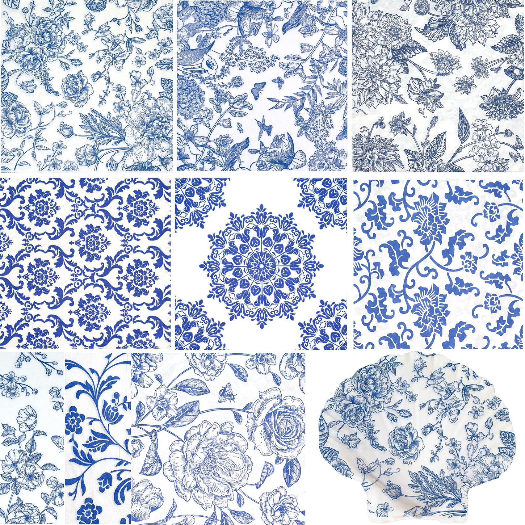 Decorative Decoupage Napkins Assorted Floral 27 Pack 9 Styles for DIY Crafting B
