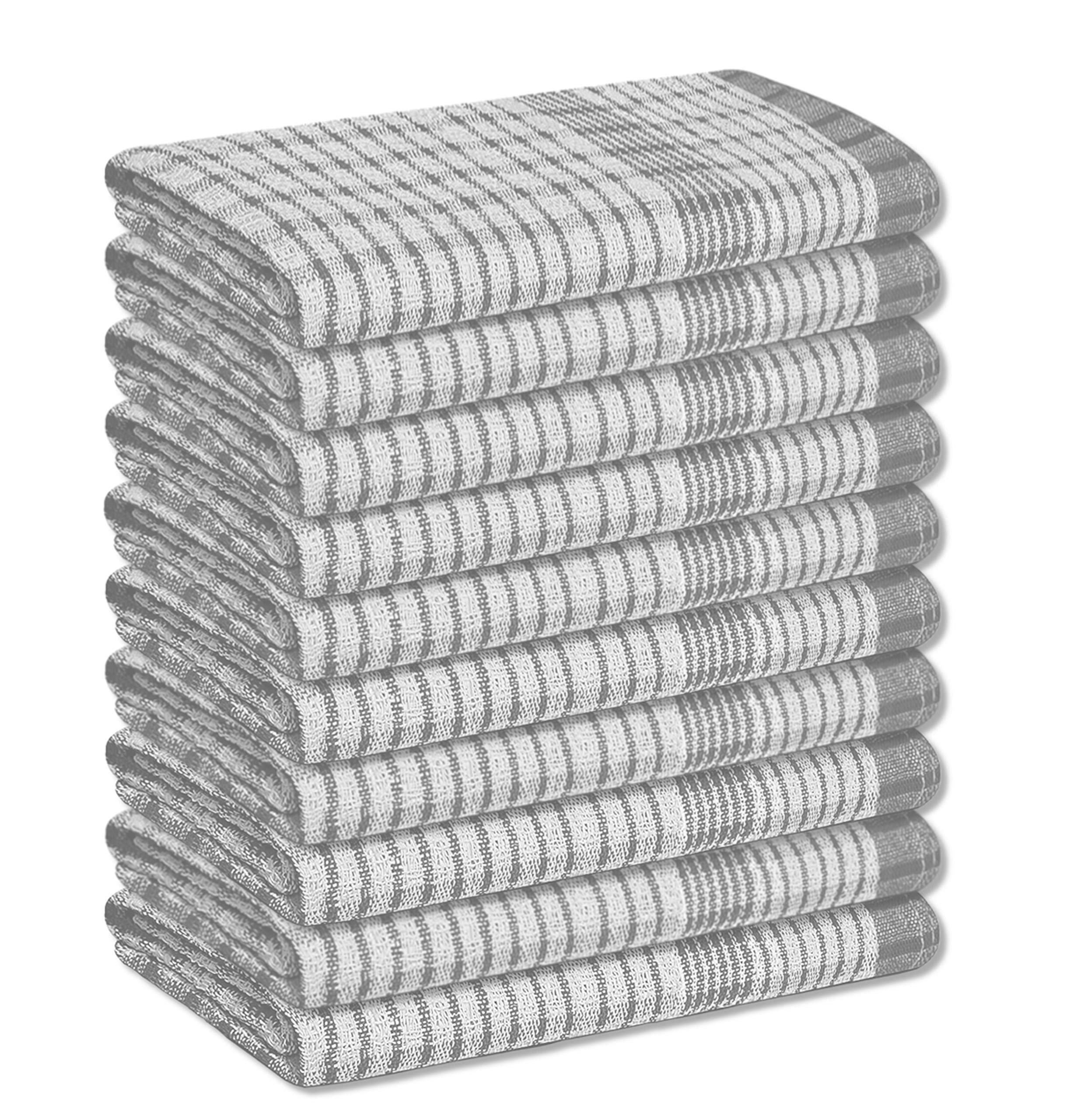 A & B TRADERS Wonderdry Tea Towels Kitchen Pack of 10, Cotton Absorbent Long Las