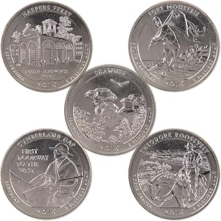 2016 S Quarter 5 Coin Set Clad Uncirculated Mint State 25c Collectible | Collectible 5-Coin Set: National Park Quarter, 2016-S, Copper-Nickel Clad, Uncirculated