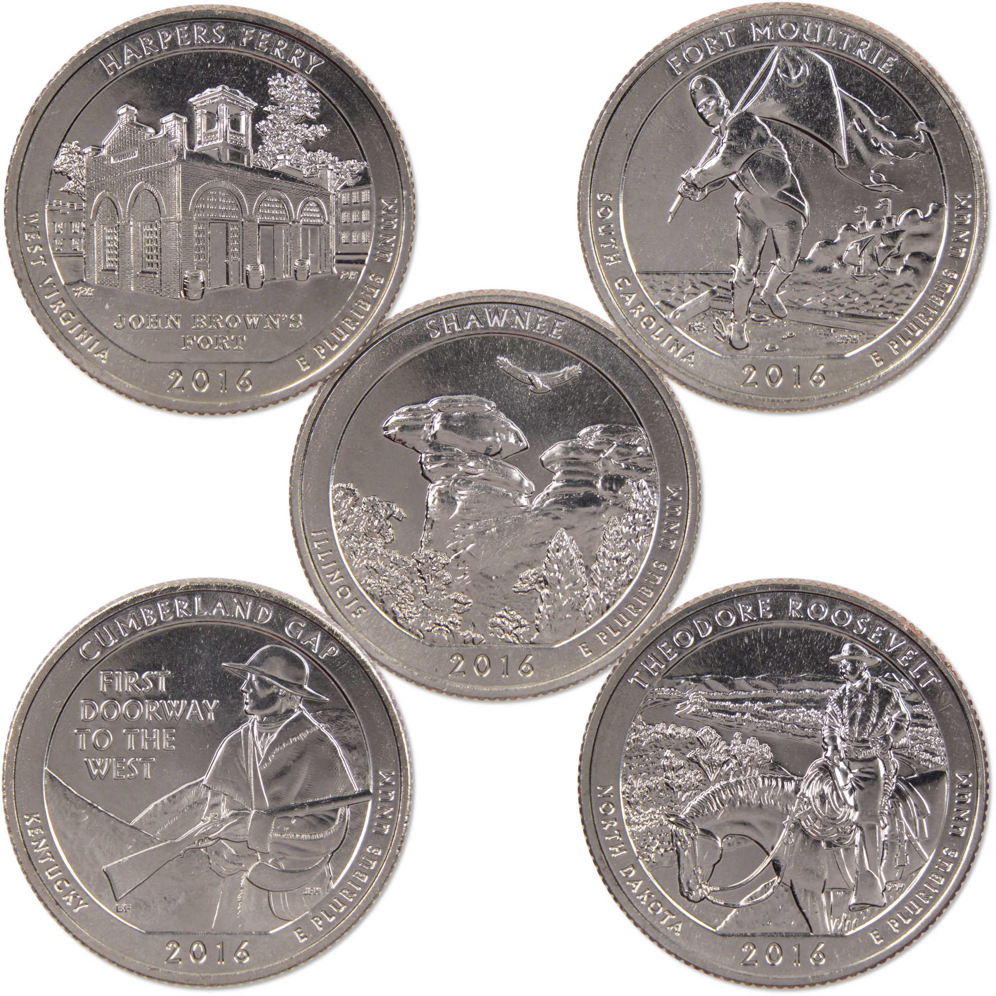 2016 S Quarter 5 Coin Set Clad Uncirculated Mint State 25c Collectible | Collect