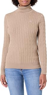 GANT Stretch Cotton Cable Turtleneck Women's Sweater