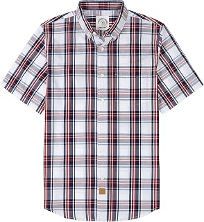 Dubinik® Men's Short Sleeve Plaid Work Pocket Casual Summer Shirt Shirt Man Button Shirt Plaid Man