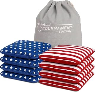 GoSports Dual Sided Cornhole Bean Bags - Slide and Stop Regulation Tournament Bean Bags, Set of 8 - Stars and Stripes