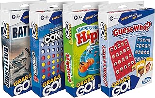 Hasbro Grab and Go! Bundle (4 Pack) | Kids Travel Board Games, Battleship, Connect 4, Guess Who?, Hungry Hungry Hippos Games, 2 Players, Gifts for Kids, Ages 7+