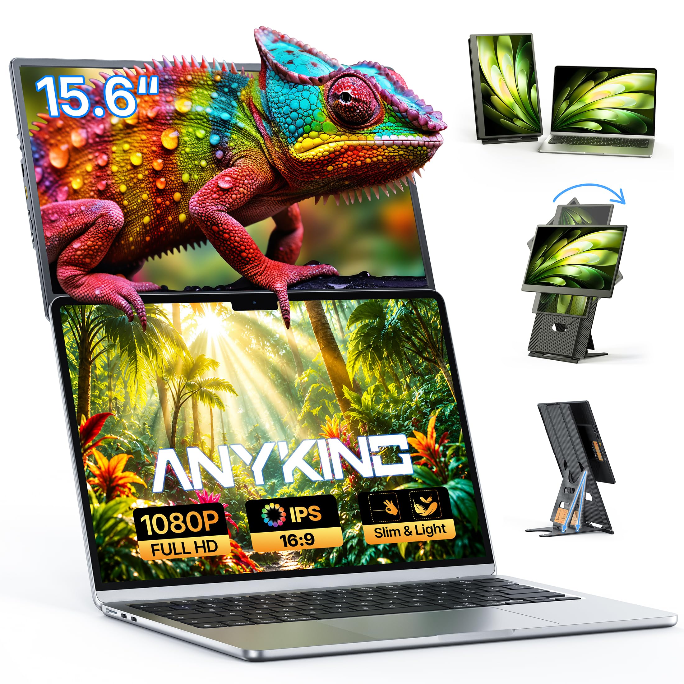Laptop Screen Extender 15.6", 5 Modes & Detachable Slim Portable Monitor | FHD 1