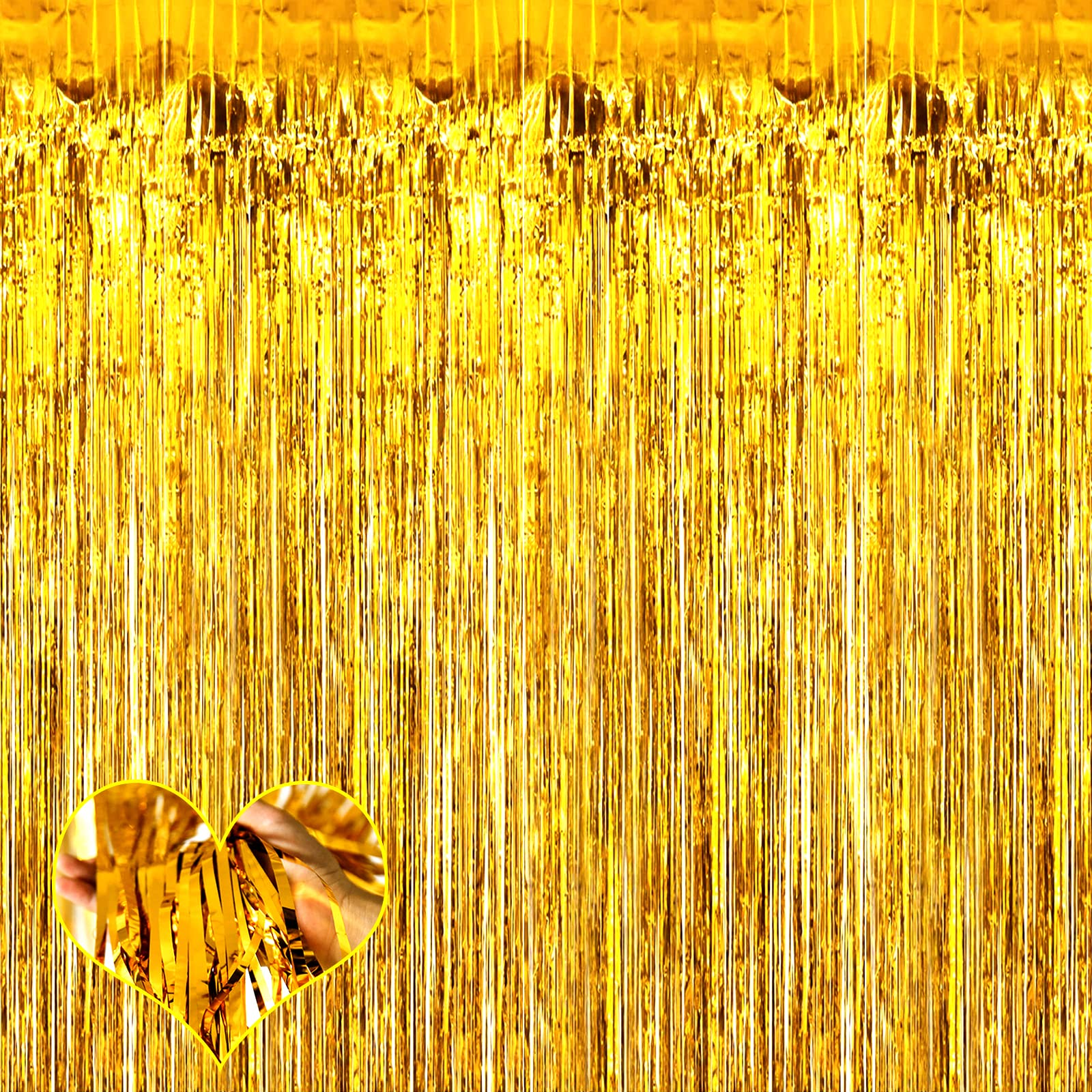 4 Pack 2024 New Year Fringe Curtain Backdrop, 3.2Ft x 8.2Ft Metallic Tinsel Foil