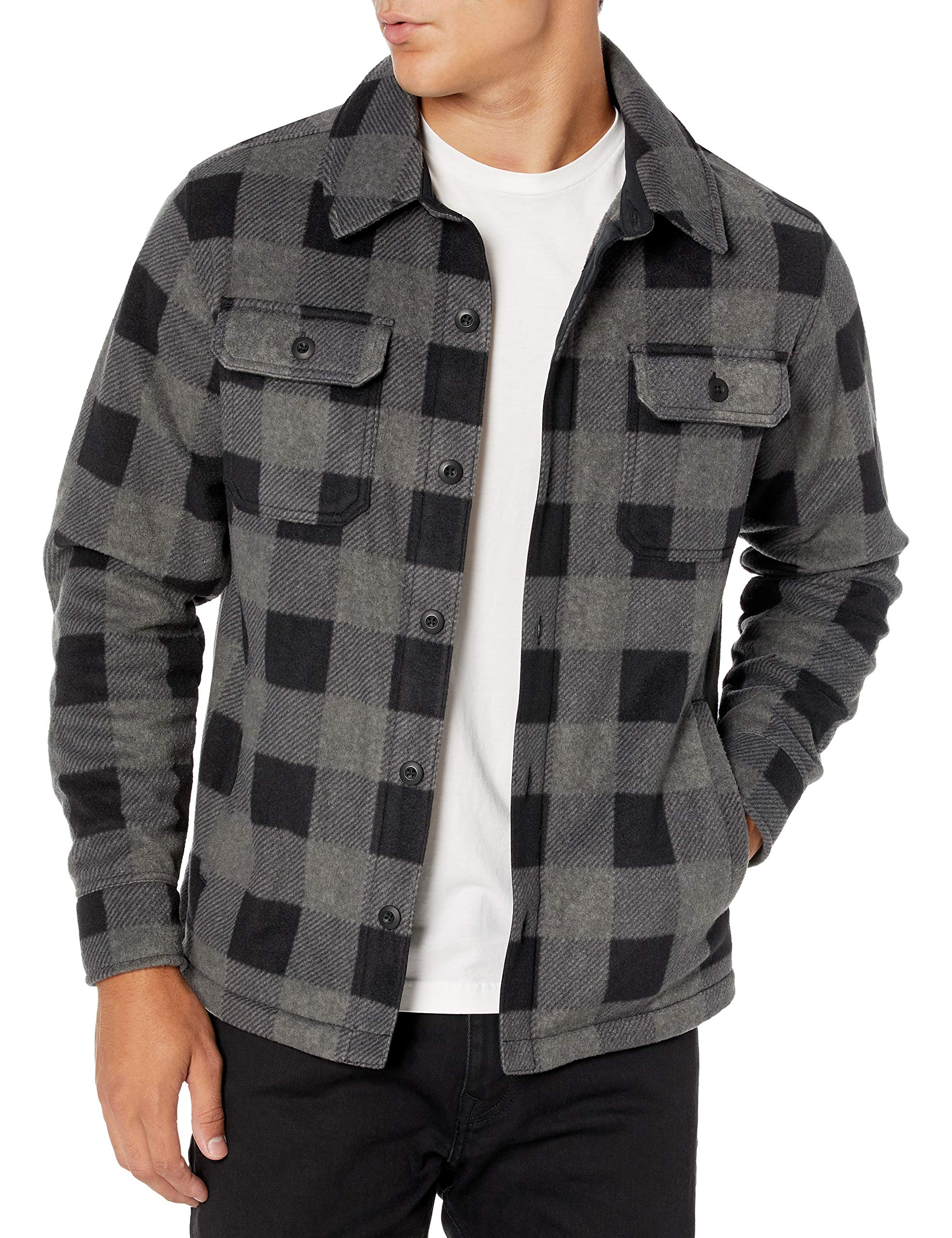 Amazon Essentials Men's Long-Sleeved Polar Fleece Shirt Jacket for Winter